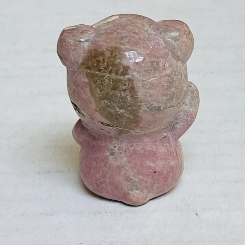 Pink Crystal Carved Bear Mini Figure Figurine